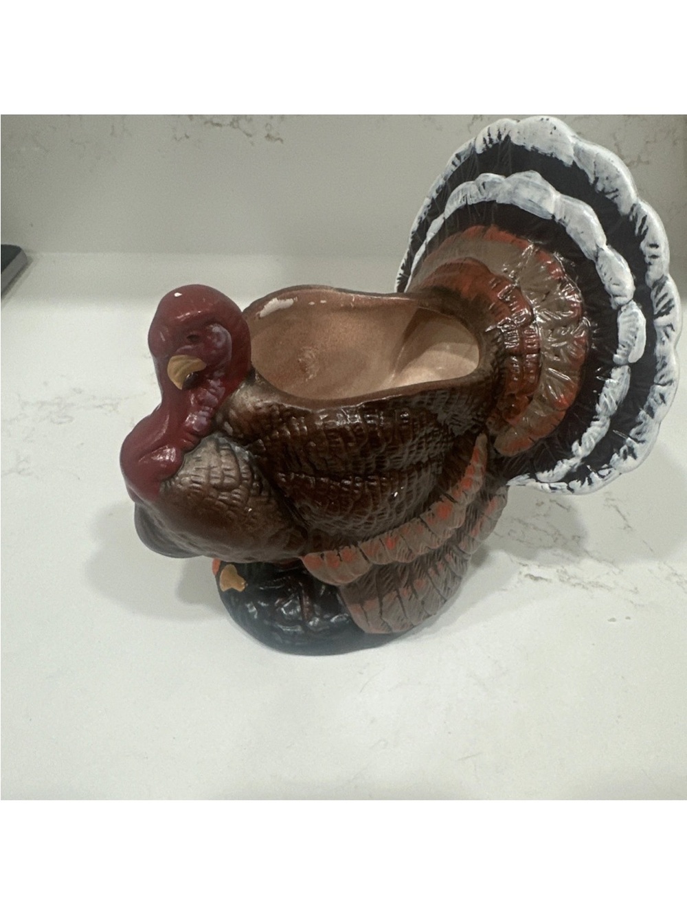 1991 Holland Mold Ceramic Vintage planter THANKSGIVING TURKEY hand painted 7”